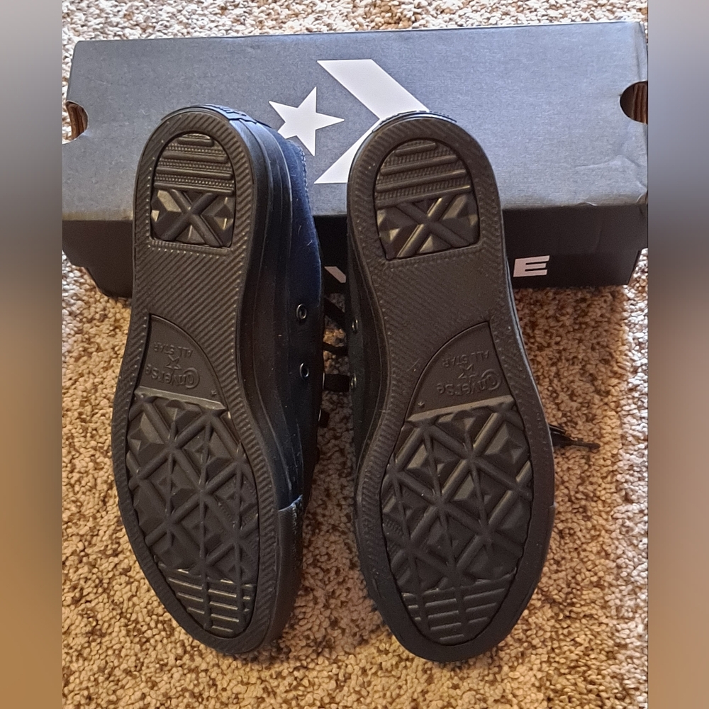 Converse Chuck Taylor All Star Low Top Sneakers - Black Monochrome Size 7.5 - Picture 7 of 8